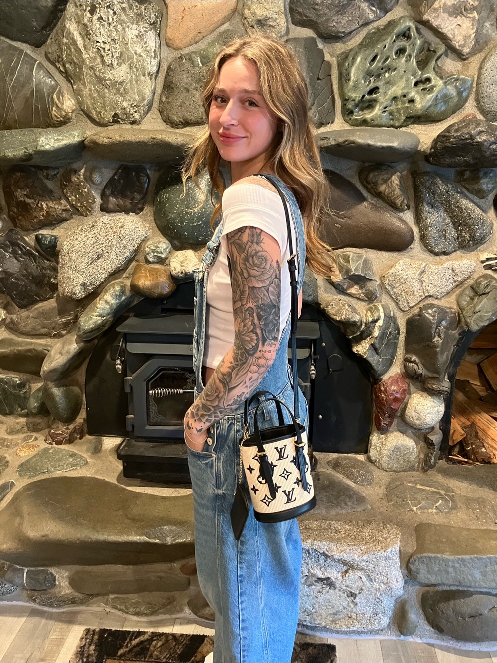 Louis Vuitton  by the pool nano Bucket tote Cream and Black like new! - Picture 12 of 13